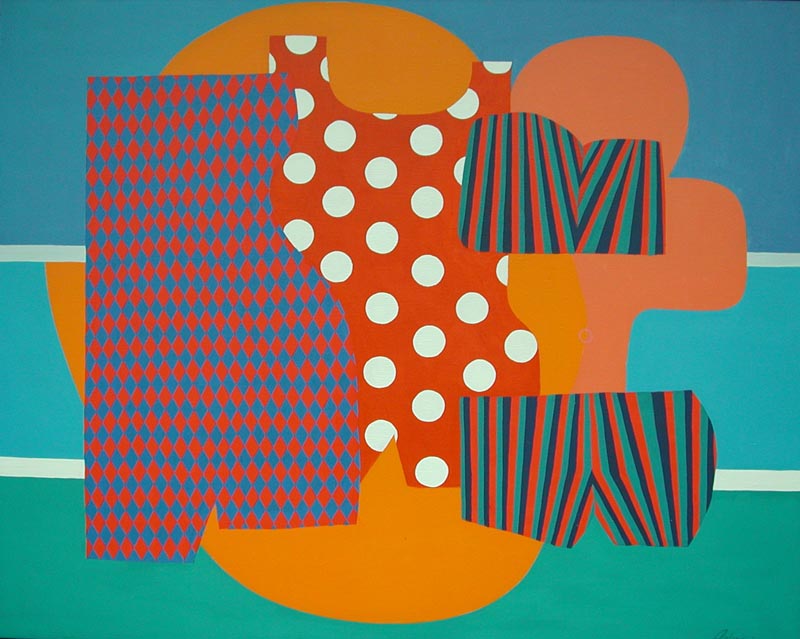 Three Bathers in Red, 1964, acrylic on canvas