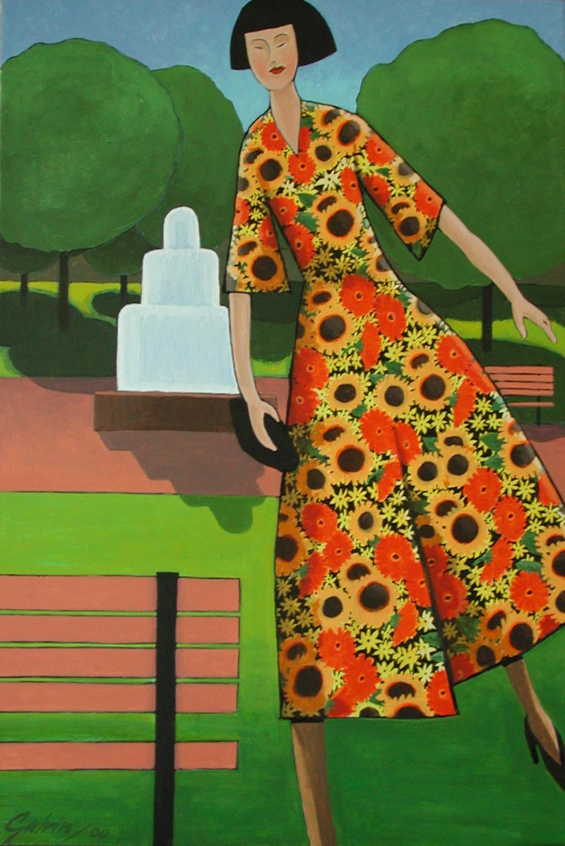 Lady in Sunflower Dress, 2000, acrylic on canvas